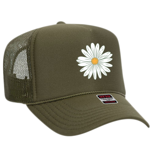 Daisy Foam Trucker Hat - Olive Green